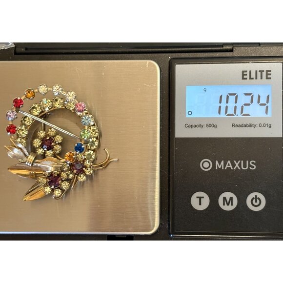 VINTAGE 2 GOLD FILLED BROOCH PIN LOT SIGNED Krementz & Star Art 10g - Picture 9 of 9